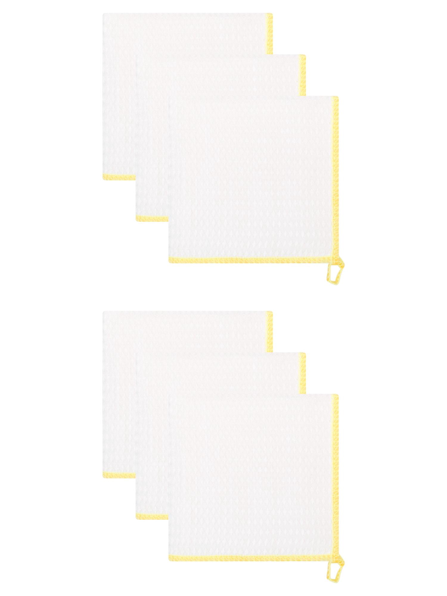 Unique Bargains 6 Pack Wood Fiber Kitchen Cleaning Dish Cloth Yellow 12" x 12"