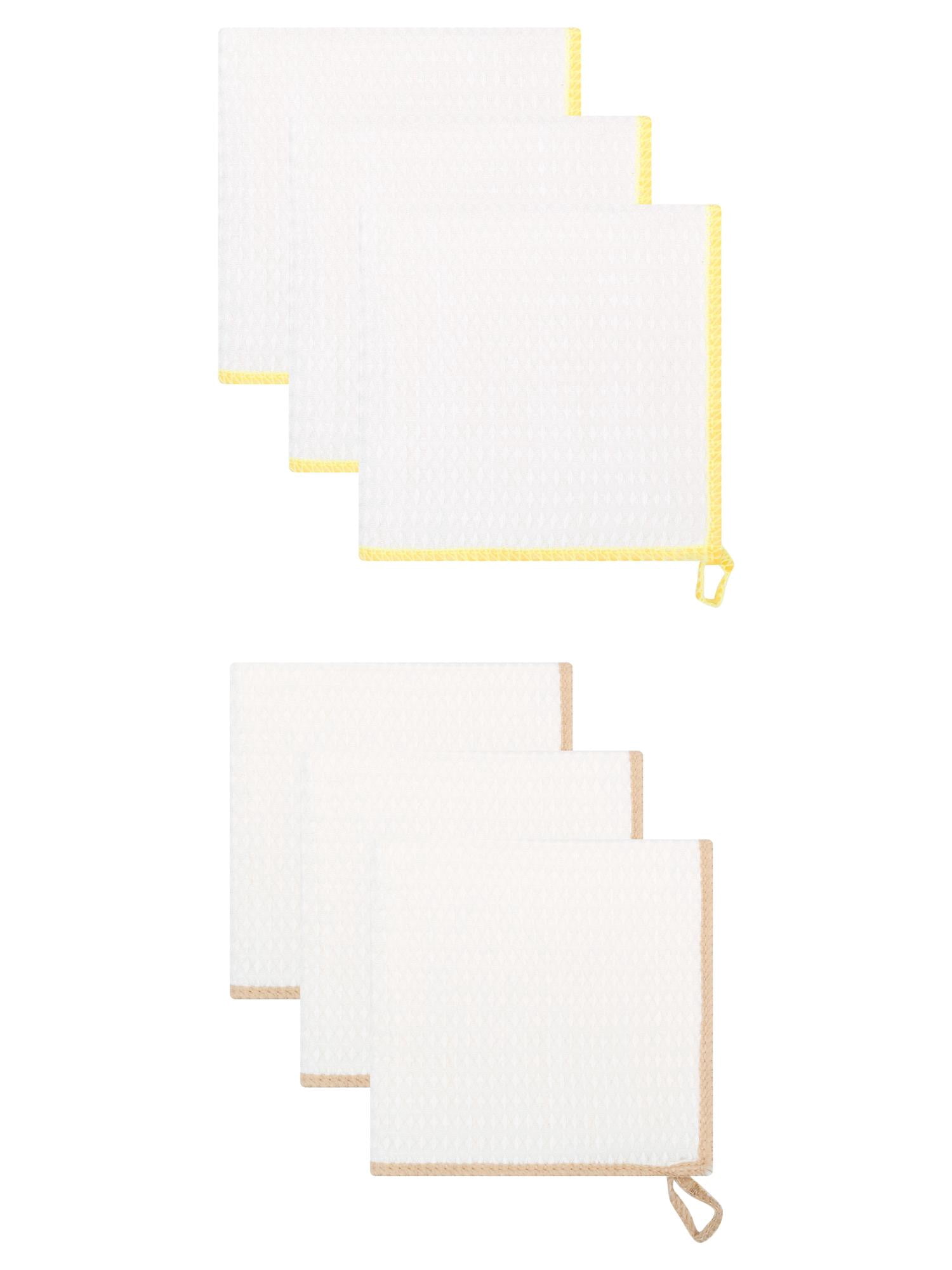 Unique Bargains 6 Pack Wood Fiber Kitchen Cleaning Dish Cloth Yellow/Coffee 12" x 12"