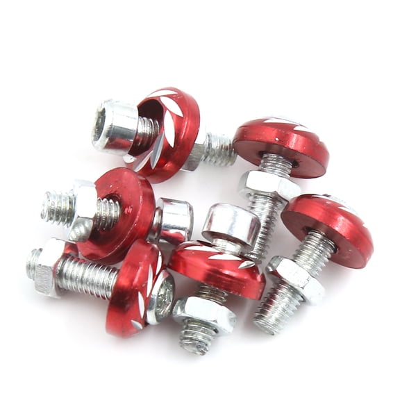 Unique Bargains 6 Pcs 6mm Thread Dia Red Motorcycle Car Decorative License Plate Bolts Screws