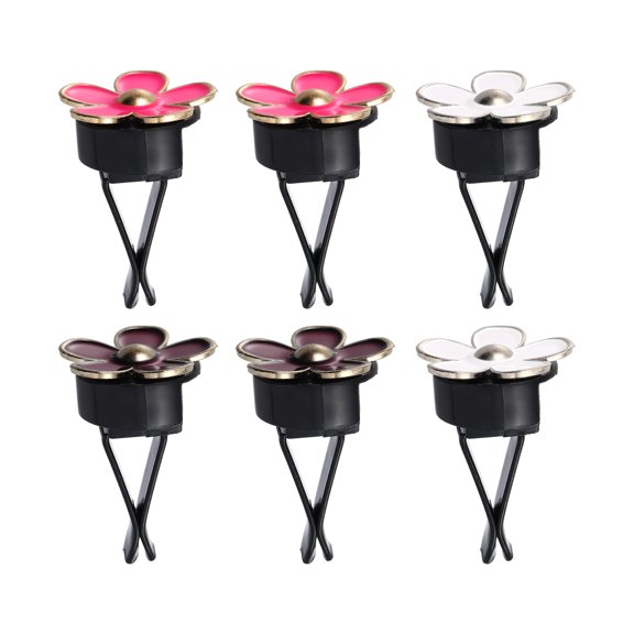 Unique Bargains 6 Pcs Black Rose Red Pink Flower Shape Air Vent Clip Air Conditioning Outlet Clip Colorful