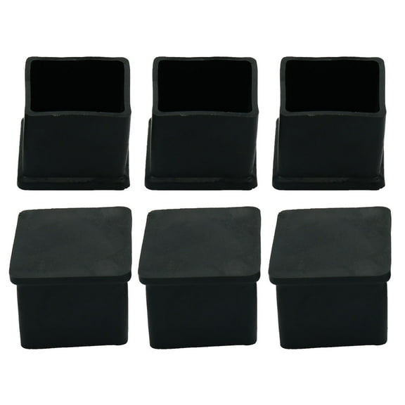 Unique Bargains 6 Pcs Black Square Rubber Cover Caps Furniture Foot Floor Protectors 25mm x 25mm