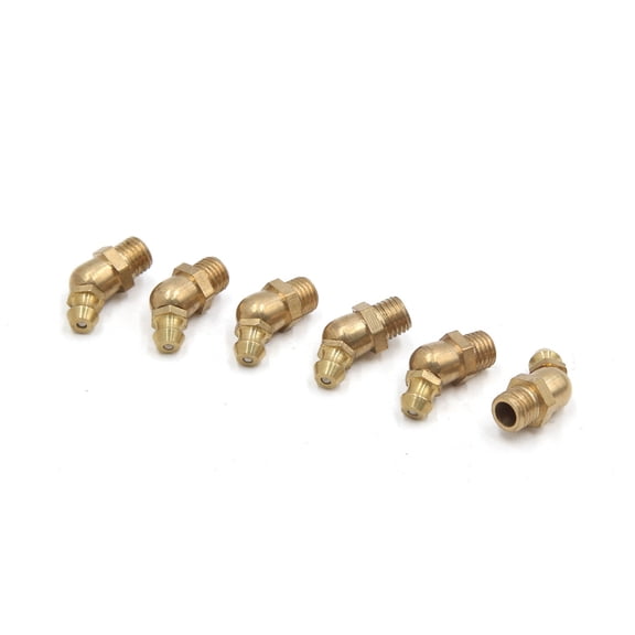Unique Bargains 6 Pcs Brass M8 x 1mm Thread 45 Degree Angle Grease Zerk Nipple Fitting for Car