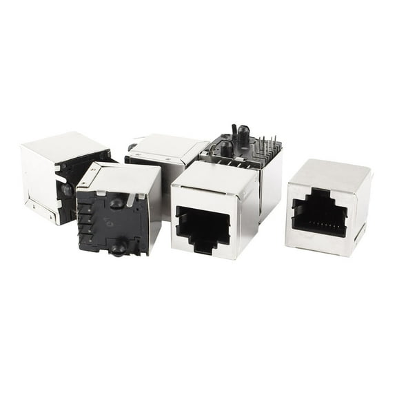 Unique Bargains 6 Pcs Cat5 Network Ethernet Shielded PCB Mount RJ45 8P8C Socket Connetor Adapter