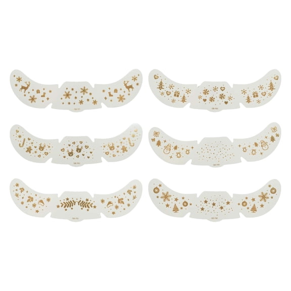 Unique Bargains 6 Pcs Christmas Style F Temporary Face Tattoo Gold Tone Water Film Paper PET Film
