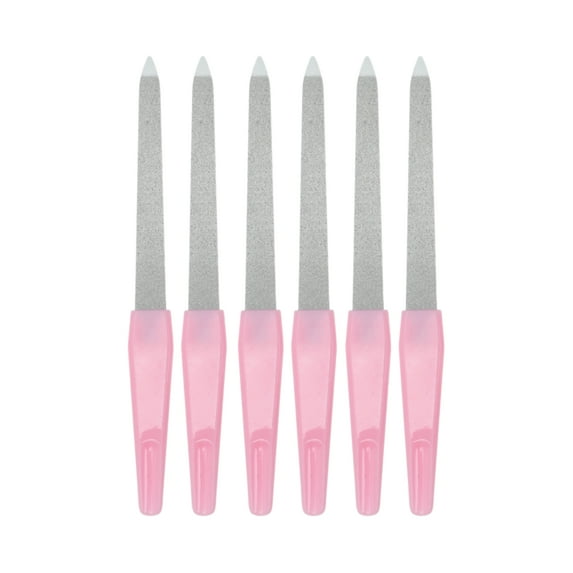 Unique Bargains 6 Pcs Double-sided Stainless Steel Nail Files Pink