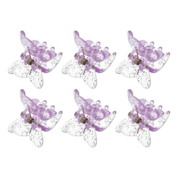 Unique Bargains Fashion Butterfly Small Clip Hairdo Clip for Women 6 Pcs Gold Tone Pink Purple