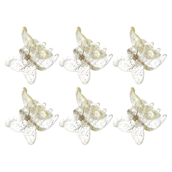 Unique Bargains Fashion Butterfly Small Clip Hairdo Clip for Women 6 Pcs Gold Tone Pink Yellow