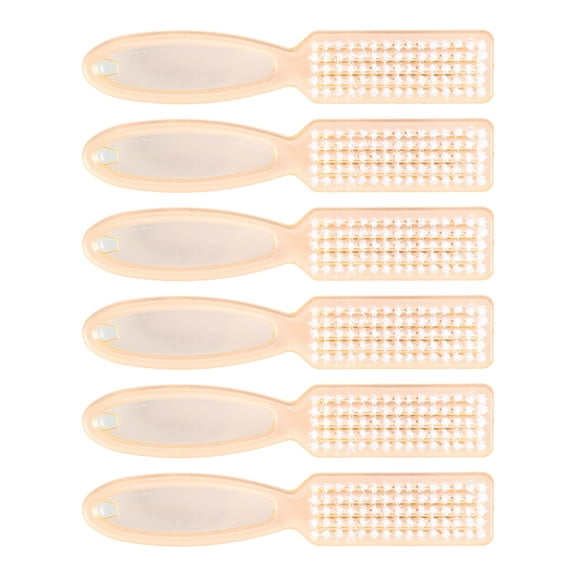 Unique Bargains 6 Pcs Fingernail Cleaner Nail Brush Fingernail Cleaning Tools with Plastic Handle Clear Orange