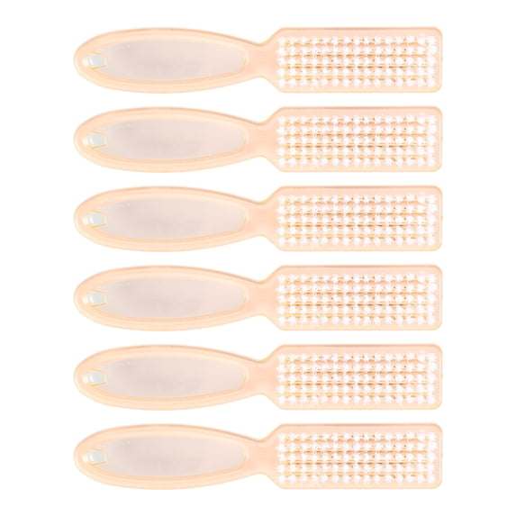 Unique Bargains 6 Pcs Fingernail Cleaner Nail Brush Fingernail Cleaning Tools with Plastic Handle Clear Orange