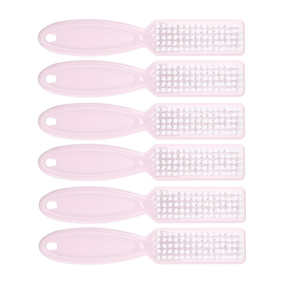 Unique Bargains 6 Pcs Fingernail Cleaner Nail Brush Fingernail Cleaning Tools with Plastic Handle Light Pink