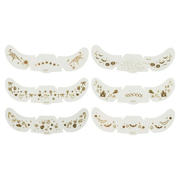 Unique Bargains 6 Pcs Halloween Style C Temporary Face Tattoo Gold Tone Water Film Paper PET Film
