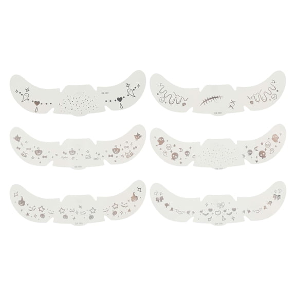 Unique Bargains 6 Pcs Halloween Style D Temporary Face Tattoo Silver Tone Water Film Paper PET Film