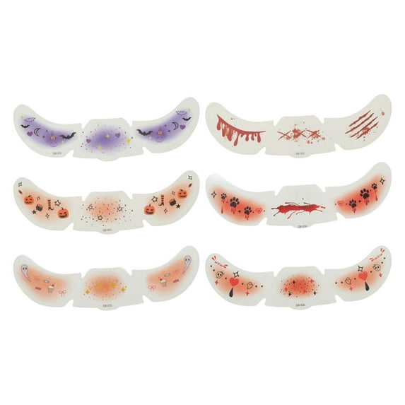 Unique Bargains 6 Pcs Halloween Style E Temporary Face Tattoo Colorful Water Film Paper PET Film