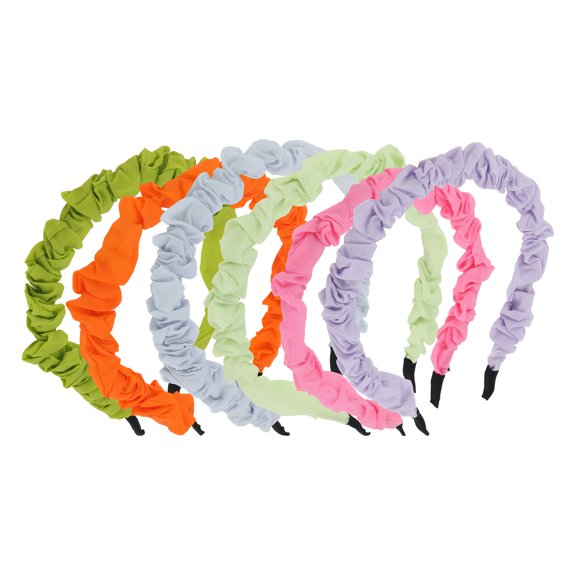 Unique Bargains 6 Pcs Headband Wrinkled Hair Accessories Colorful