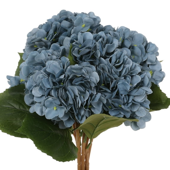 Unique Bargains 6 Pcs Hydrangea Silk Flowers Bouquets Fake Floral Light Steel Blue
