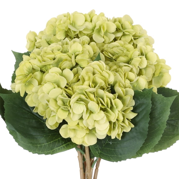 Unique Bargains 6 Pcs Hydrangea Silk Flowers Bouquets Fake Floral with Stems Green
