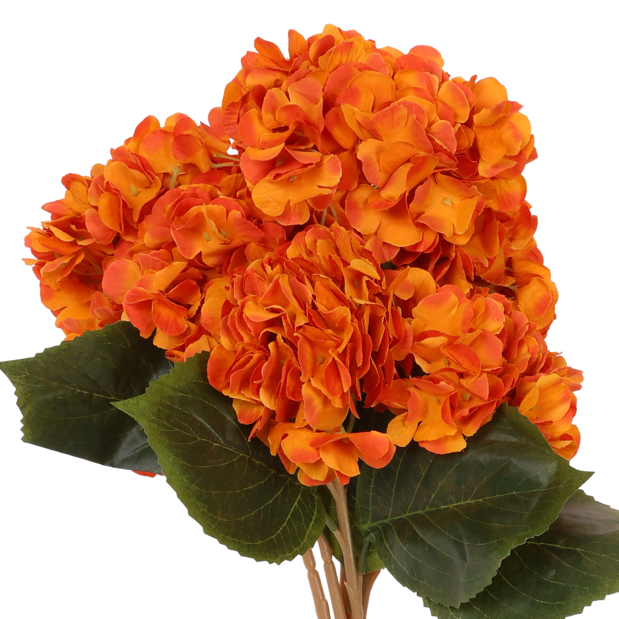 Unique Bargains 6 Pcs Hydrangea Silk Flowers Bouquets Fake Floral with Stems Orange
