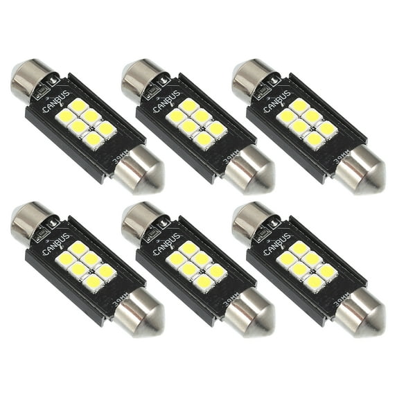 Unique Bargains 6 Pcs LED Map Light Dome Bulb Bright Light 39mm 3030 6SMD Car LED Light Bulb White LED
