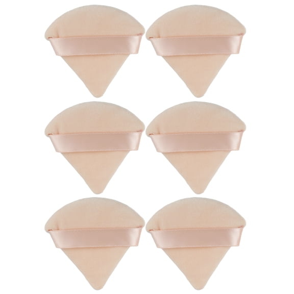 Unique Bargains 6 Pcs Loose Powder Puff Face Soft Triangle Puff Blender Beauty Makeup Tool Short Plush Beige