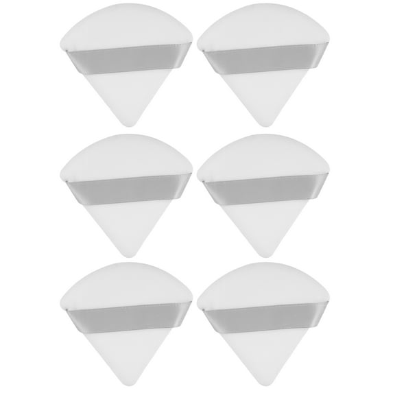 Unique Bargains 6 Pcs Loose Powder Puff Face Soft Triangle Puff Blender Beauty Makeup Tool Short Plush White