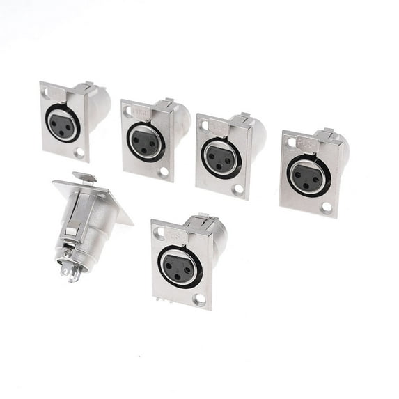 Unique Bargains 6 Pcs Metal Female XLR 3-Pin Socket AV Audio Adapter Connector