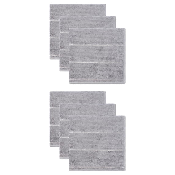Unique Bargains 6 Pcs Microfiber Absorbent Striped Cleaning Cloths Grey 12" x 12"