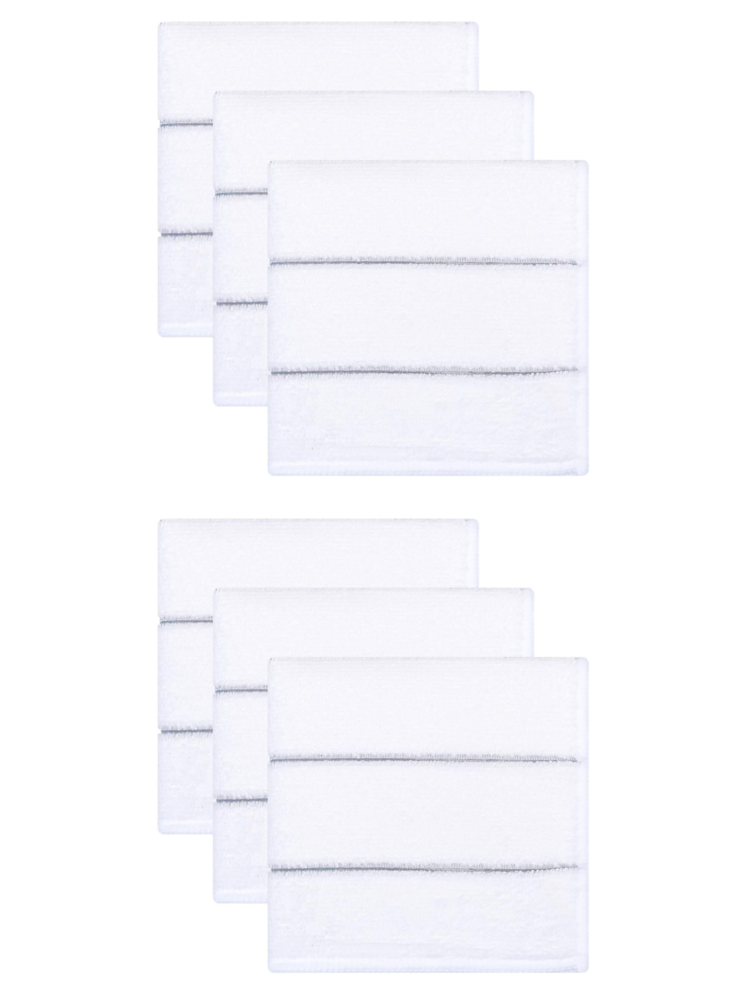 Unique Bargains 6 Pcs Microfiber Absorbent Striped Cleaning Cloths White 12" x 12"