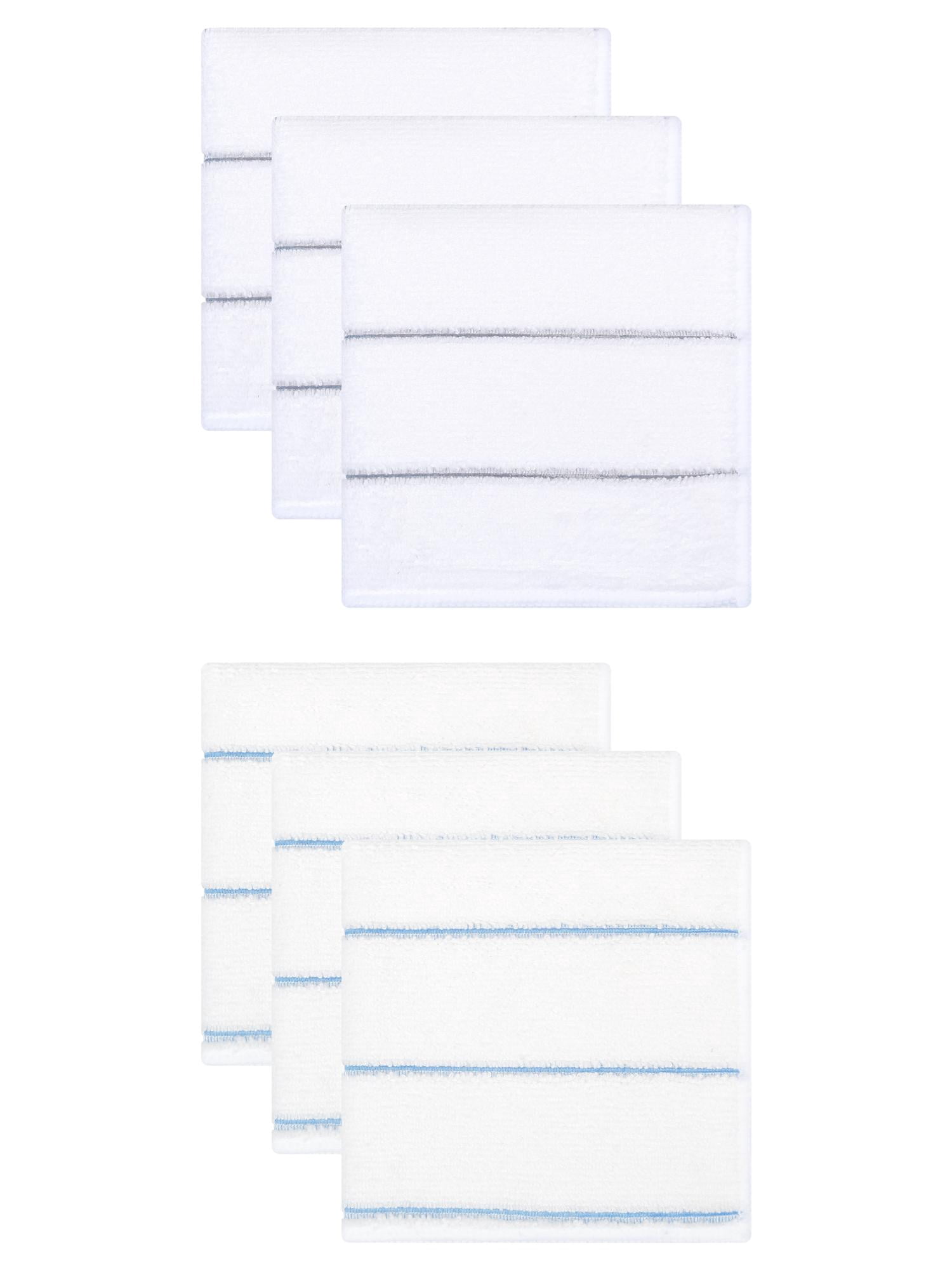 Unique Bargains 6 Pcs Microfiber Absorbent Striped Cleaning Cloths White/ Grey 12" x 12"