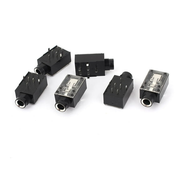 Unique Bargains 6 Pcs PCB Panel Mount Straight 7 Pins 6.35mm Stereo Jack Socket Audio Connector