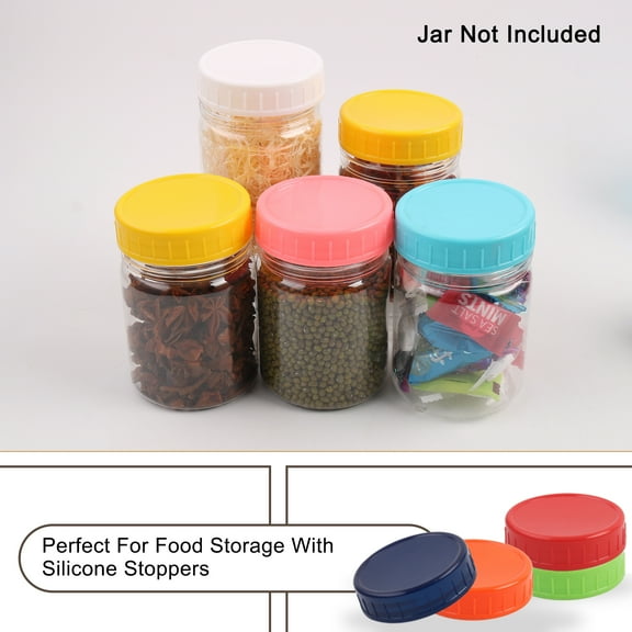 Unique Bargains 6 Pcs Plastic Mason Jar Lids Wide Mouth Mason Canning Jars Top Food Storage