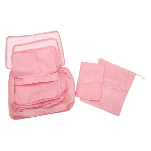 Unique Bargains 6 Pcs Portable Packing Cube Set for Luggage Pink
