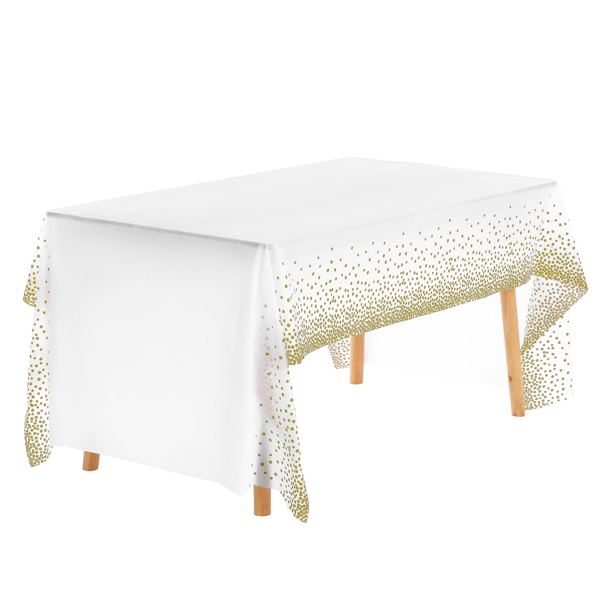 Unique Bargains 6 Pcs Rectangle Disposable Plastic Table Cover Tablecloth Gold 54"x108"