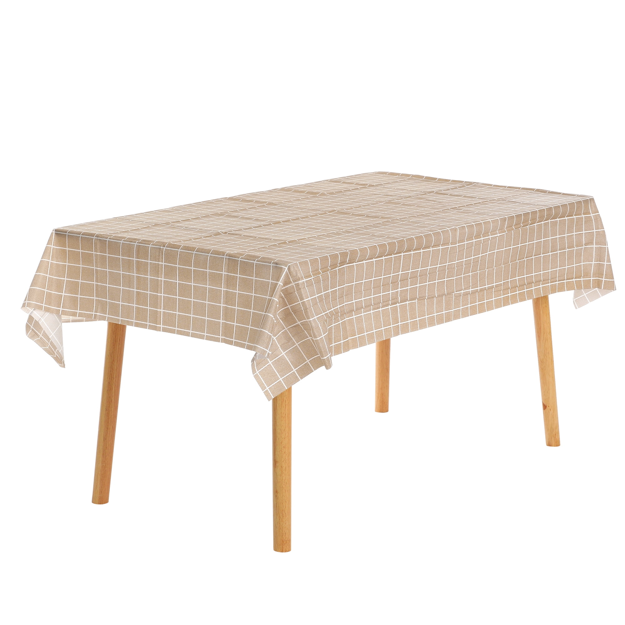 Unique Bargains 6 Pcs Rectangle Wrinkle Waterproof Plastic Table Cover Tablecloth Coffee 54"x54"