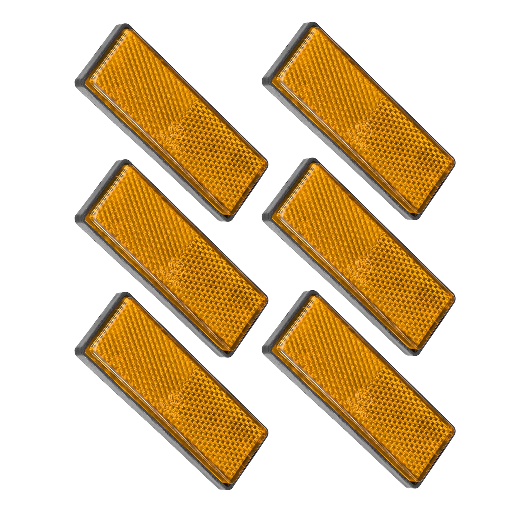 Lot De 6 Réflecteurs Adhésifs Jaunes/orange - 9,2x4,2 Cm - Pour Voiture, Remorque, Moto, Caravane