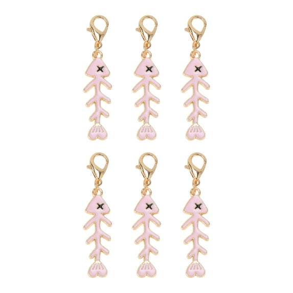 Unique Bargains 6 Pcs Shoelace Charms Fishbone Fashion Shoe Accessories Pink Gold Tone