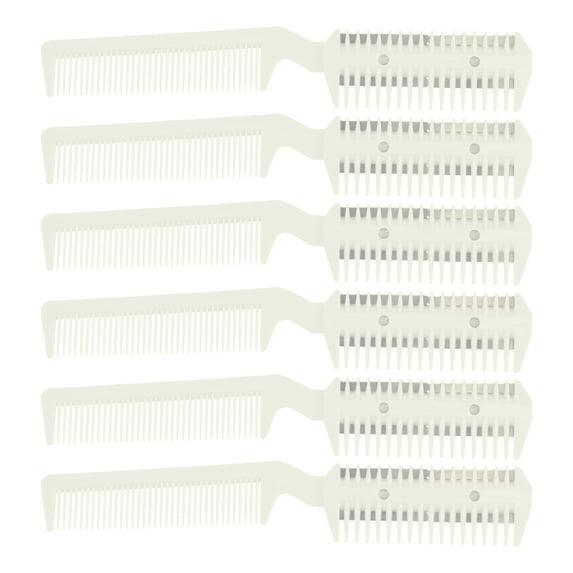 Unique Bargains 6 Pcs Split Ends Dual Edge Razor Comb Hair Trimmer for Hair Cutting for Women and Men Hair Thinning Comb Beige