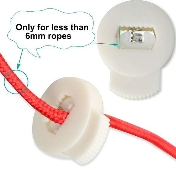 Unique Bargains 6 Pcs Spring Cord Locks Plastic Cord Fastener Single Hole Toggle Stopper Sliders White