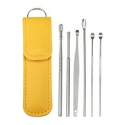 Unique Bargains 6 Pcs Stainless Steel Ear Cleansing Tool Set Ear Cleaner Ear Care Set Pink