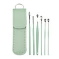 thumbnail image 1 of Unique Bargains 6 Pcs Stainless Steel Ear Cleansing Tool Set with Faux Leather Packaging Green, 1 of 7