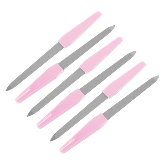 Unique Bargains 6 Pcs Stainless Steel Multifunctional Nail File Manicure Tool Pink