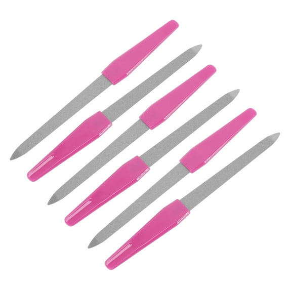 Unique Bargains 6 Pcs Stainless Steel Multifunctional Nail File Manicure Tool Rose Red