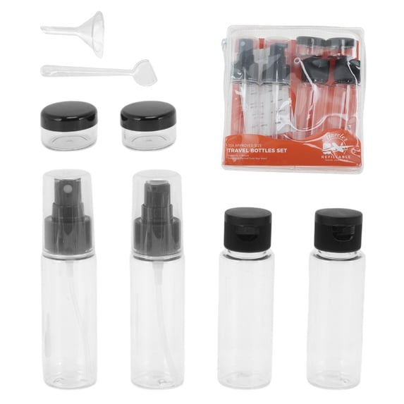 Unique Bargains 6 Pcs Travel Container Set Leakproof Travel Bottles Set Black