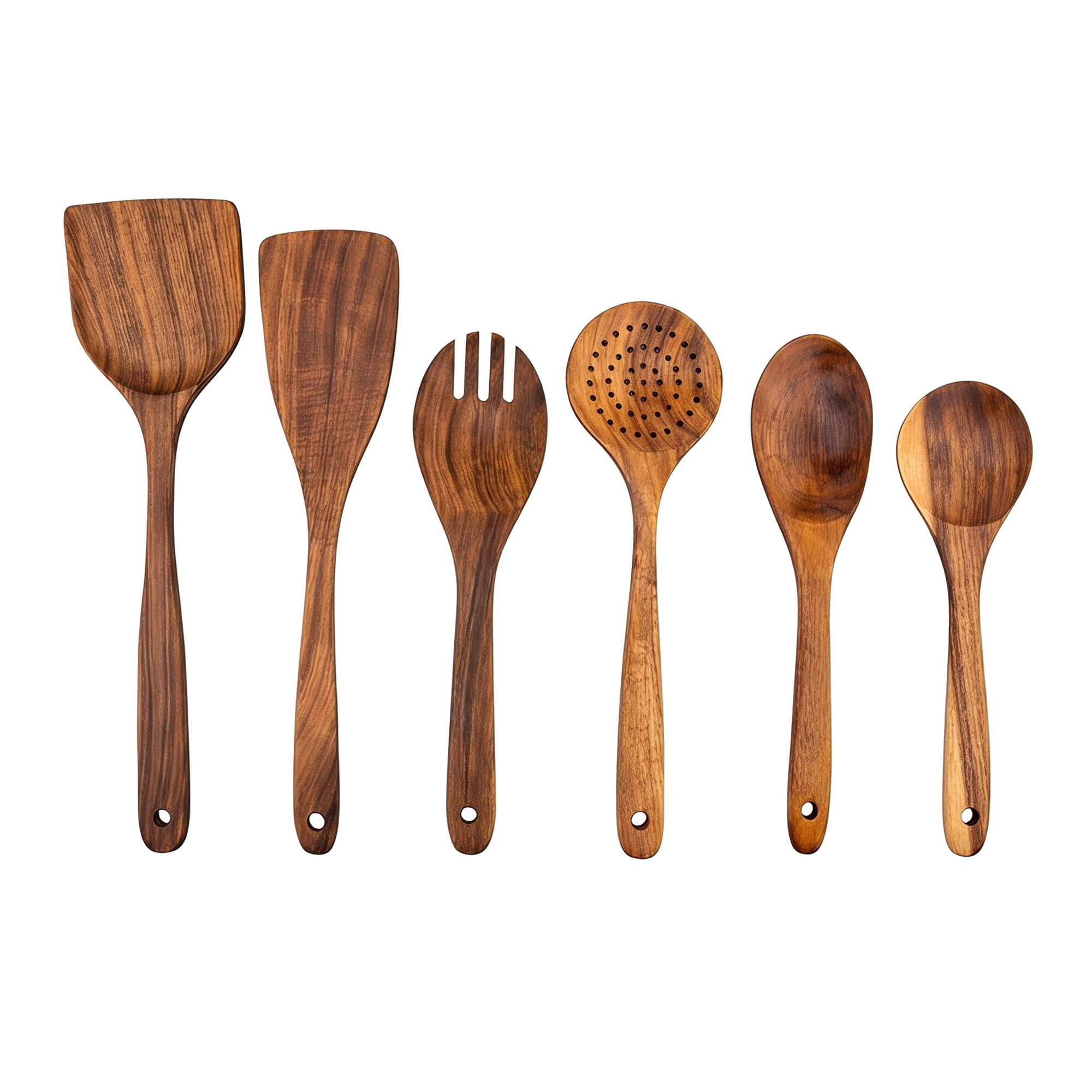 Unique Bargains 6 Pcs Useful Wood Kitchen Essential Kitchen Gadgets Dark Brown B