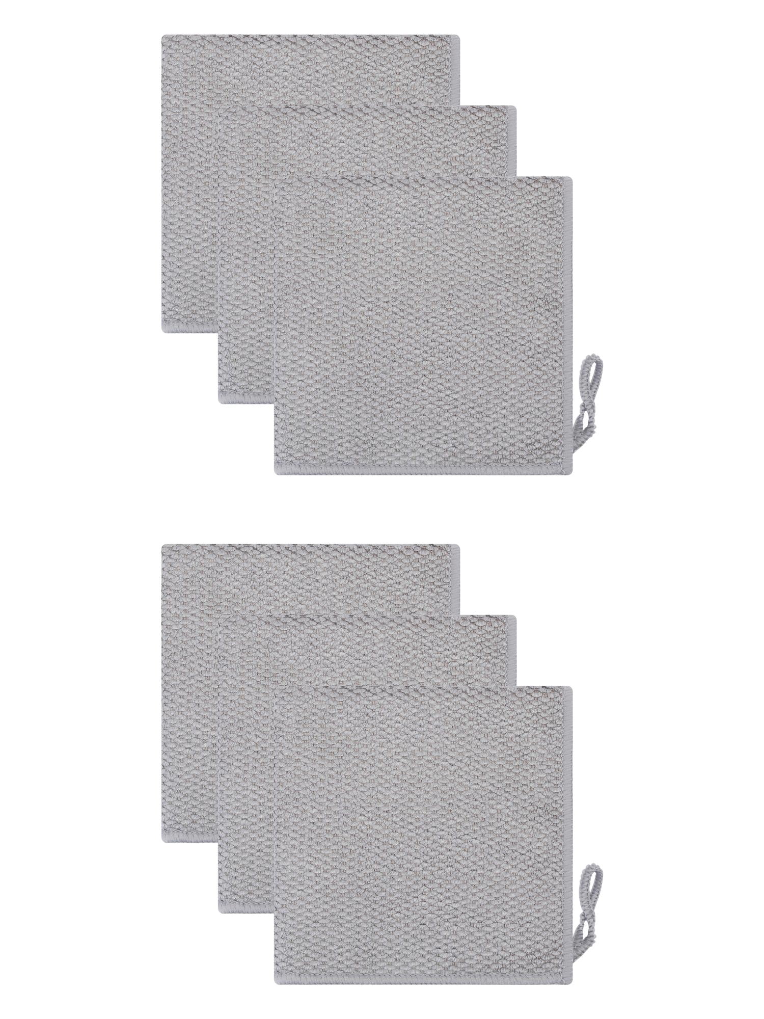 Unique Bargains 6 Pcs Waffle Weave Microfiber Cleaning Cloth Rag Grey 12" x 12"