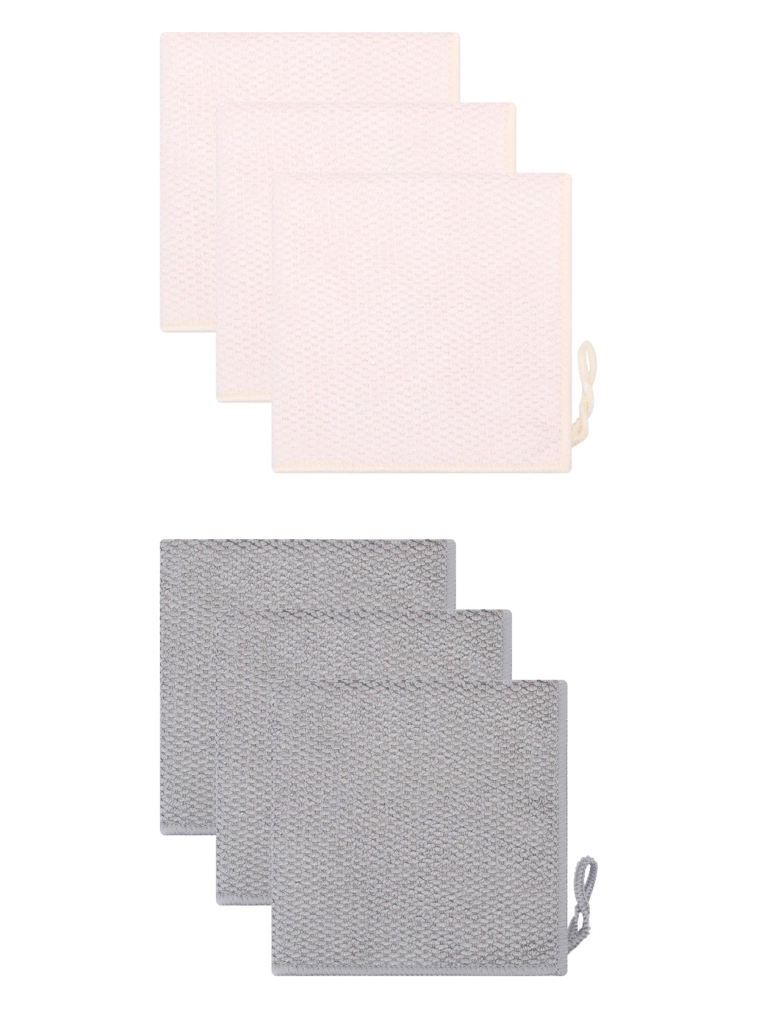 Unique Bargains 6 Pcs Waffle Weave Microfiber Cleaning Cloth Rag Grey/Beige 12" x 12"