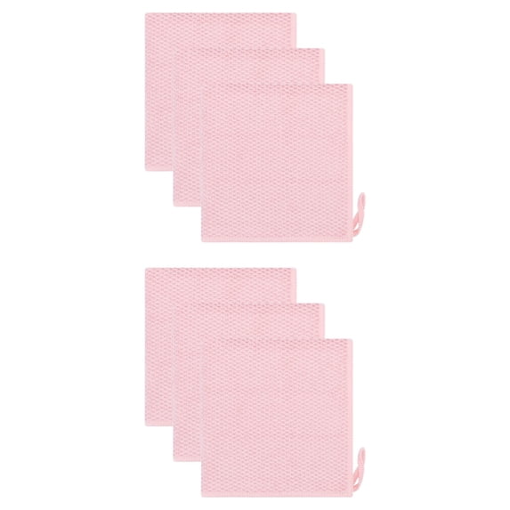 Unique Bargains 6 Pcs Waffle Weave Microfiber Cleaning Cloth Rag Pink 12" x 12"