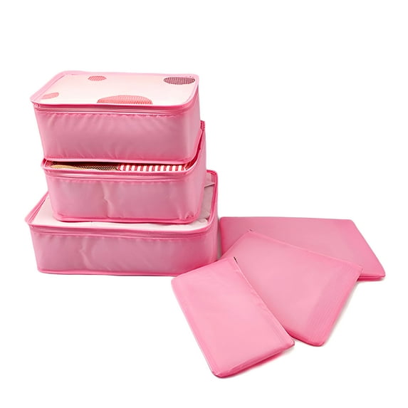 Unique Bargains 6 Pcs Zipper Design Packing Cube Set for Luggage Pink