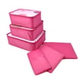 thumbnail image 1 of Unique Bargains 6 Pcs Zipper Design Packing Cube Set for Luggage Rose Red, 1 of 5