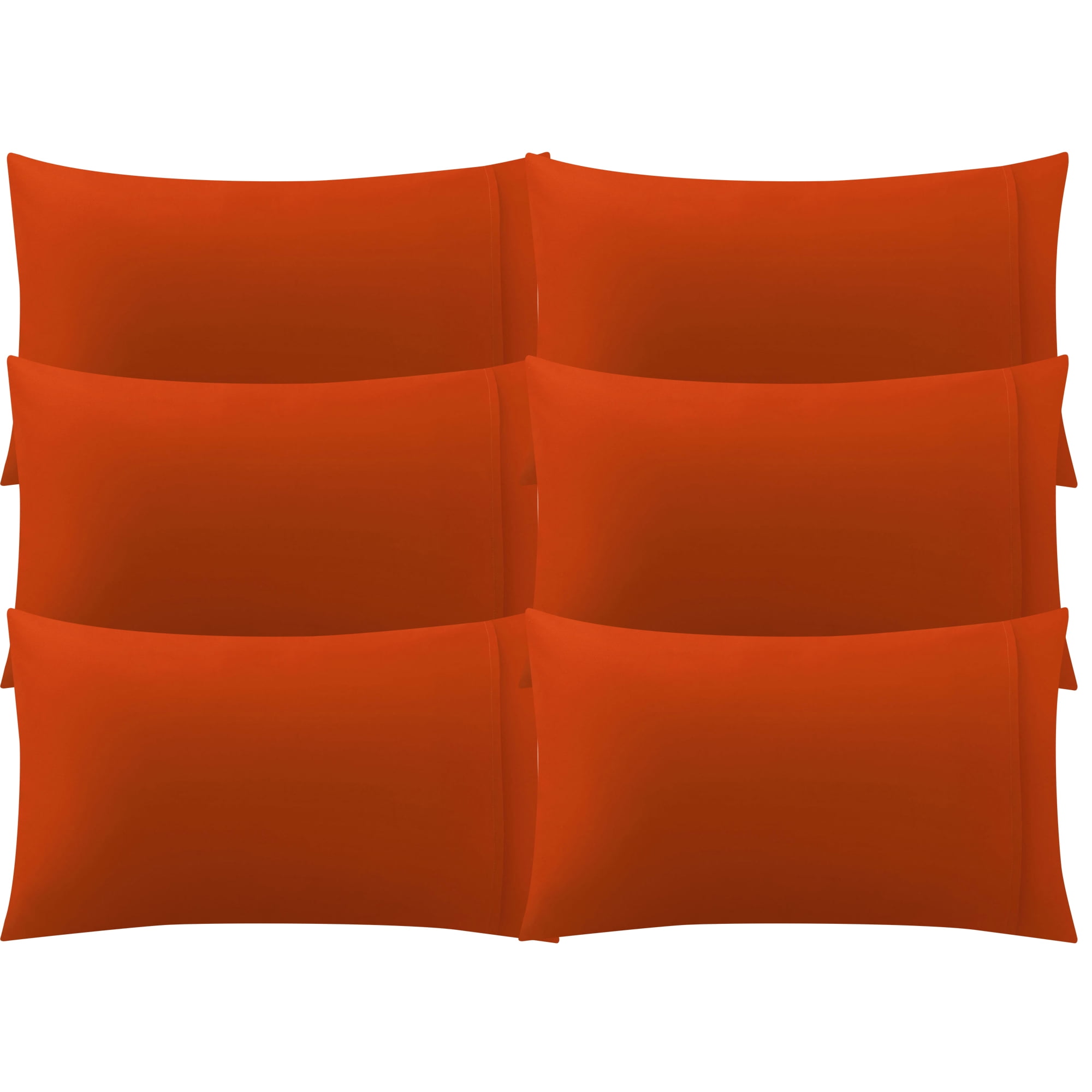 Unique Bargains 6 Piece Breathable Egyptian Cotton Pillow Case Cover Orange Queen