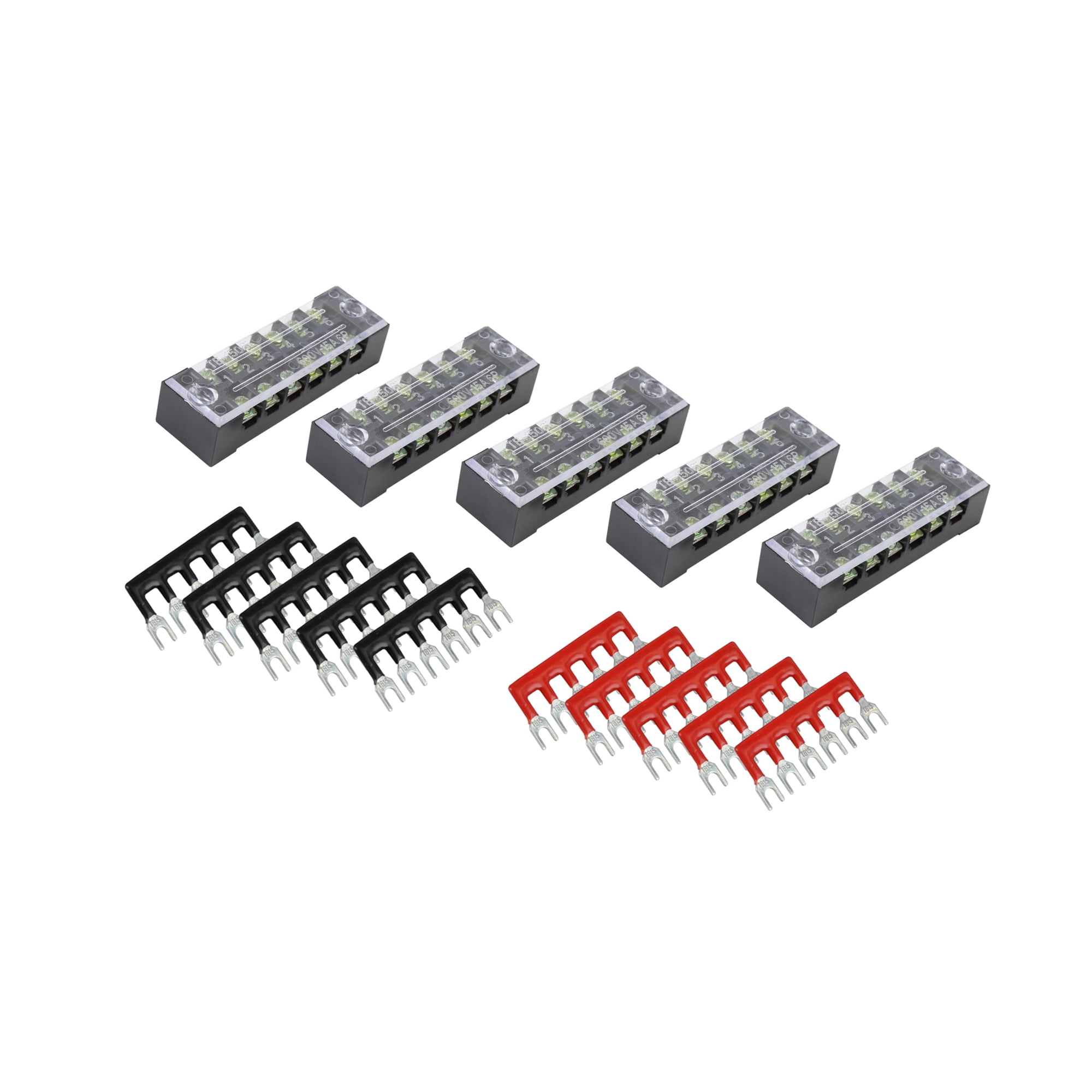 Unique Bargains 6 Positions Dual Row Screw Terminal Strip 600V 15A Terminal Barrier